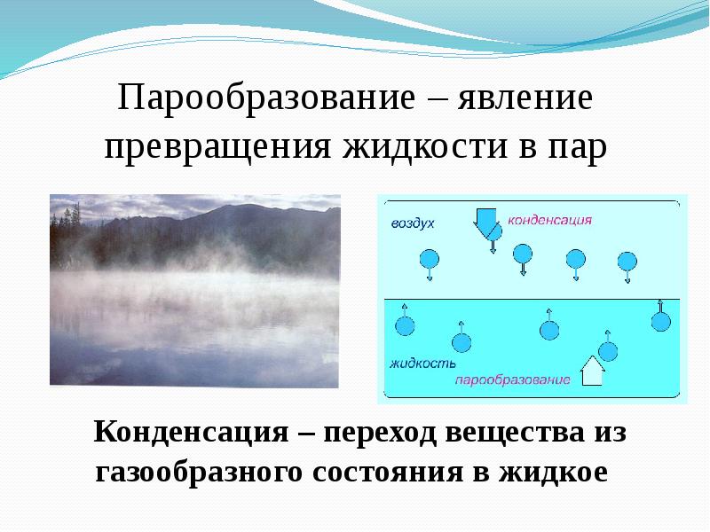 Переходе вещества из газообразного. Парообразование явление превращения. Парообразование и конденсация испарение. Взаимные превращения жидкостей и газов парообразование. Парообразование жидкостей.