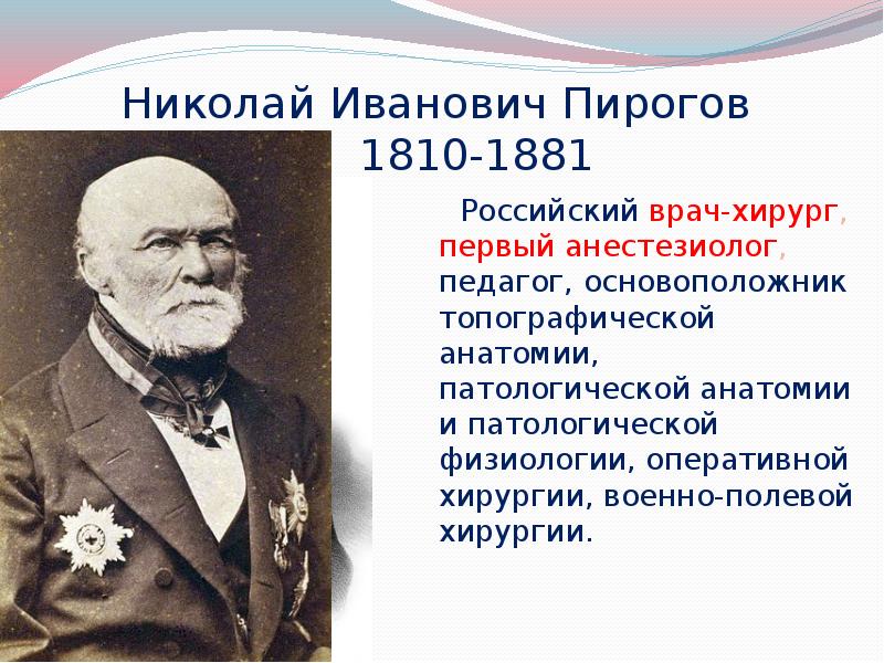 Пирогов основатель топографической анатомии