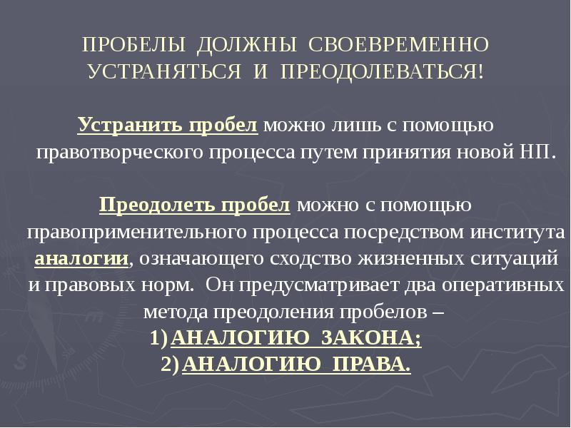 Пробелы в праве презентация