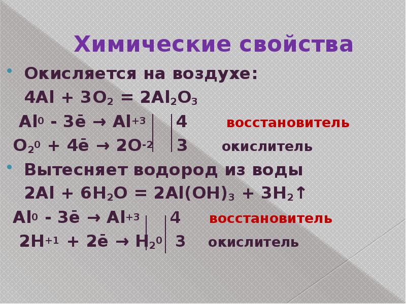 При комнатной температуре вытесняет водород из воды