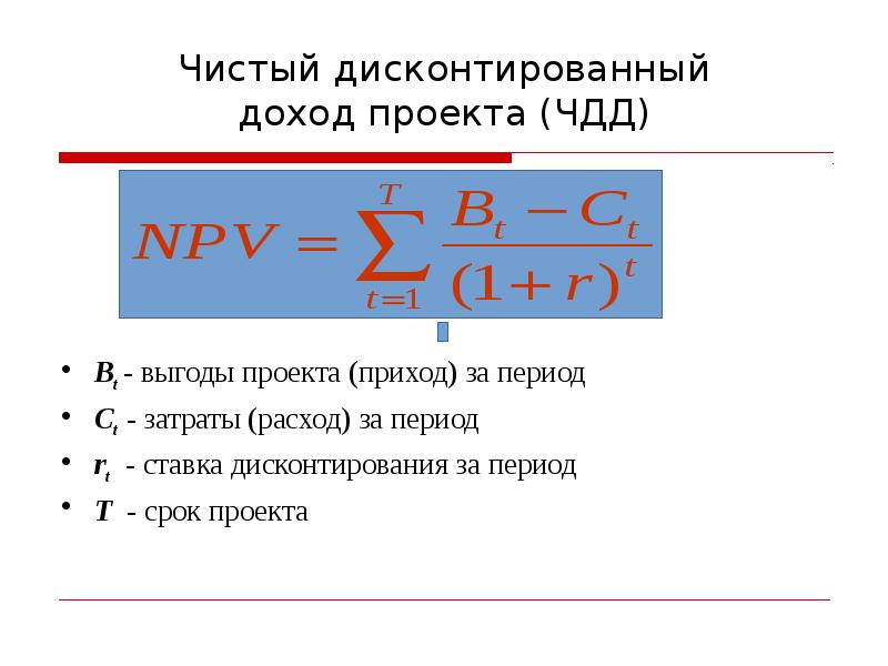 Дисконтированный доход проекта