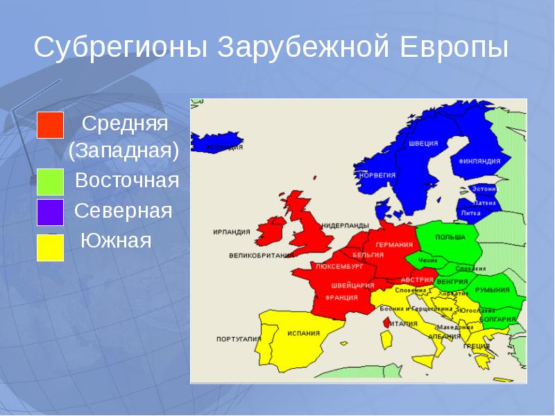 Регионы европы презентация