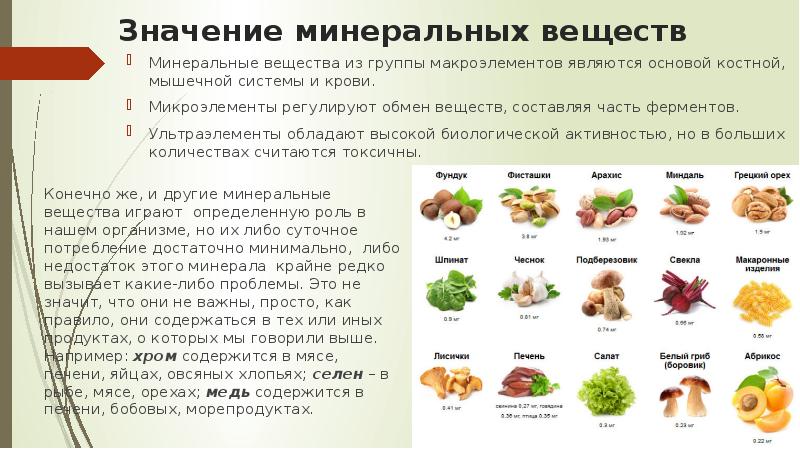 Значение минеральных веществ
Минеральные вещества из группы макроэлементов являются основой костной, Значение минеральных веществ
Минеральные вещества из группы макроэлементов являются основой костной,