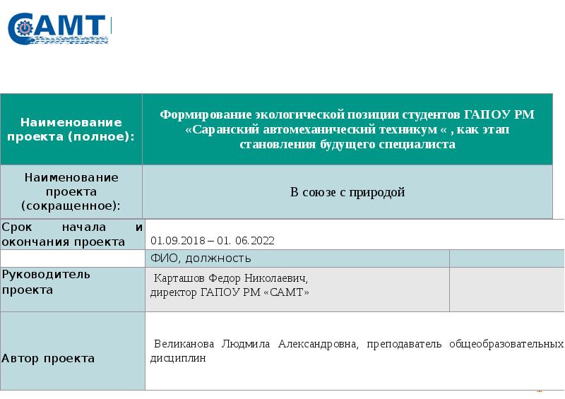 Краткое наименование проекта