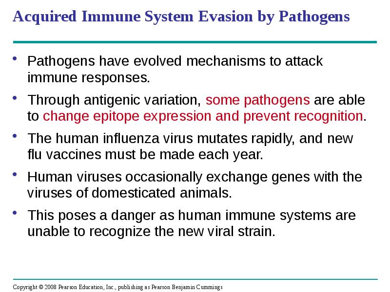 Acquired Immune System Evasion by Pathogens
Pathogens have evolved mechanisms to Acquired Immune System Evasion by Pathogens
Pathogens have evolved mechanisms to