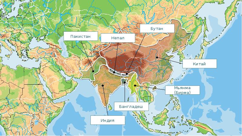 Бутан политическая карта мира