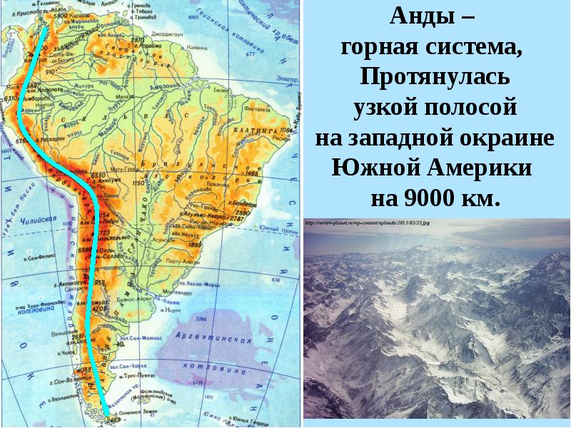 Описание кордильер по плану 5 класс география