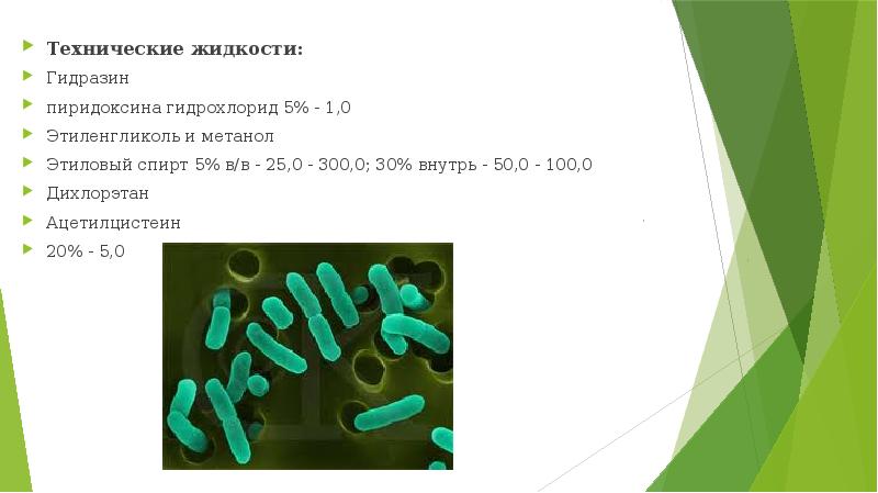Технические жидкости: Технические жидкости: Гидразин пиридоксина гидрохлорид 5% - 1,0 Этиленгликоль