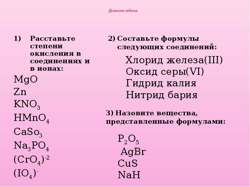 Презентация по химии 8 класс степени окисления