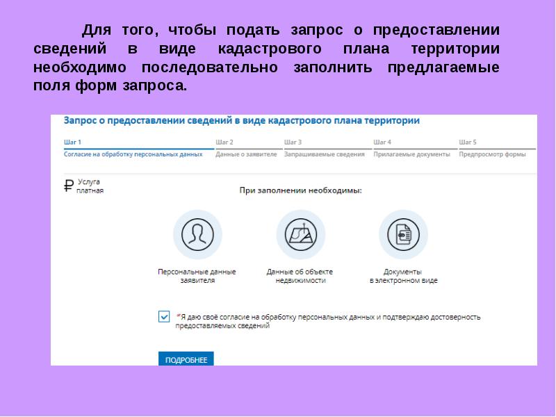 Предоставление сведений в виде кадастрового плана территории