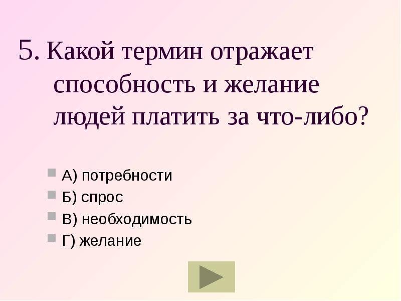 Закон спроса тест. Тестирование спроса. Закон спроса отражает. Термин, отражающий способность и желание платить за что-либо – это.