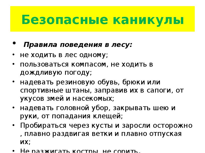 Презентация безопасные каникулы летом 1 класс