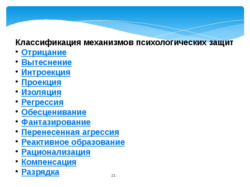 Классификация психологических защит презентация
