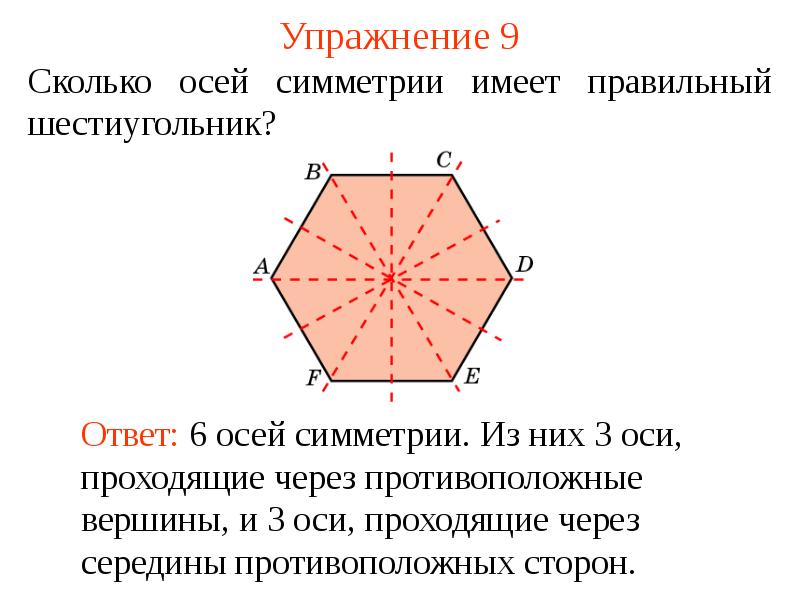 Оси шестиугольника. Оси симметрии правильного шестиугольника. Сколько осей симметрии у правильного шестиугольника. Ось симметрии 6 угольника. Сколько осей симметрии имеет шестиугольник.