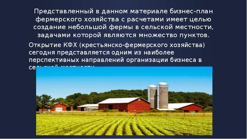 Презентация бизнес плана сельского хозяйства