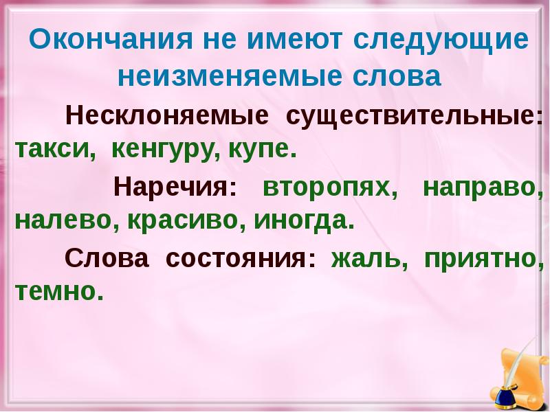 Презентация неизменяемые слова 2 класс школа 21 века презентация