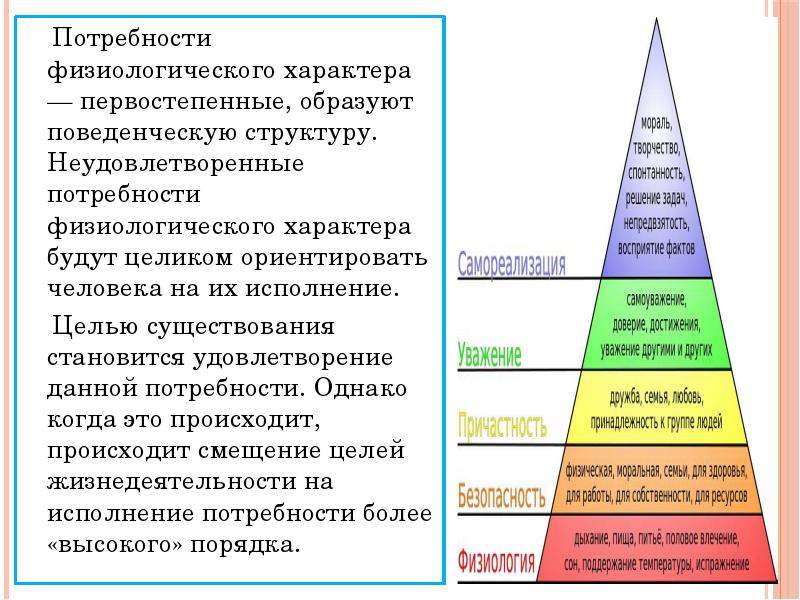 Характер потребностей. Первостепенные потребности. Потребности лиц пожилого возраста. Физиологические и социальные потребности. Потребность физиологического характера.