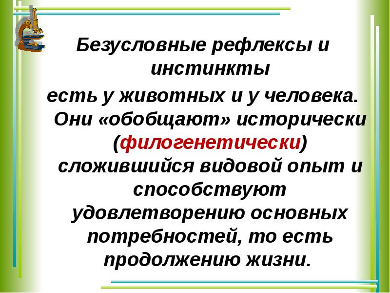 Приобретенные программы поведения презентация