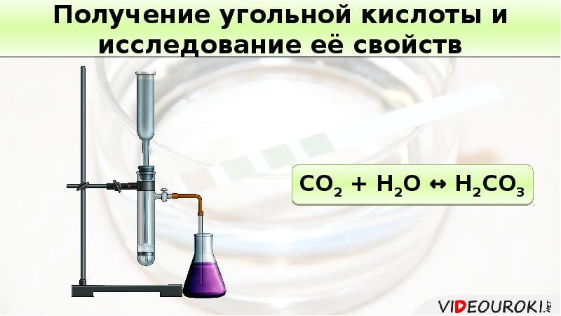 Угольную кислоту можно получить реакцией по схеме