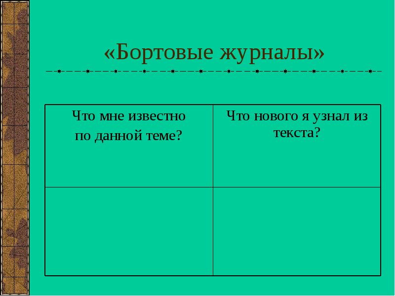 Презентация бортовой журнал