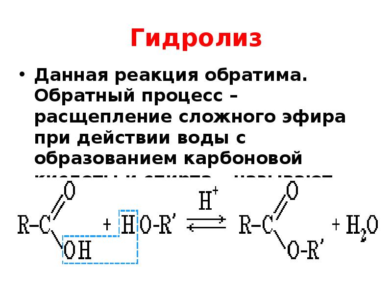 Сложные эфиры гидролиз сложных эфиров презентация