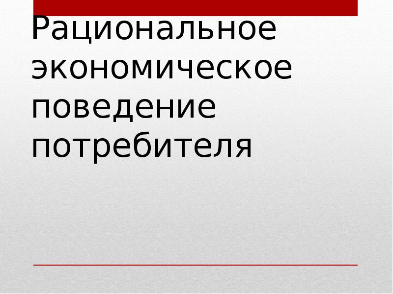 Рациональное экономическое поведение план