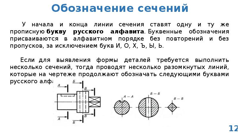 Как обозначается сечение на чертеже