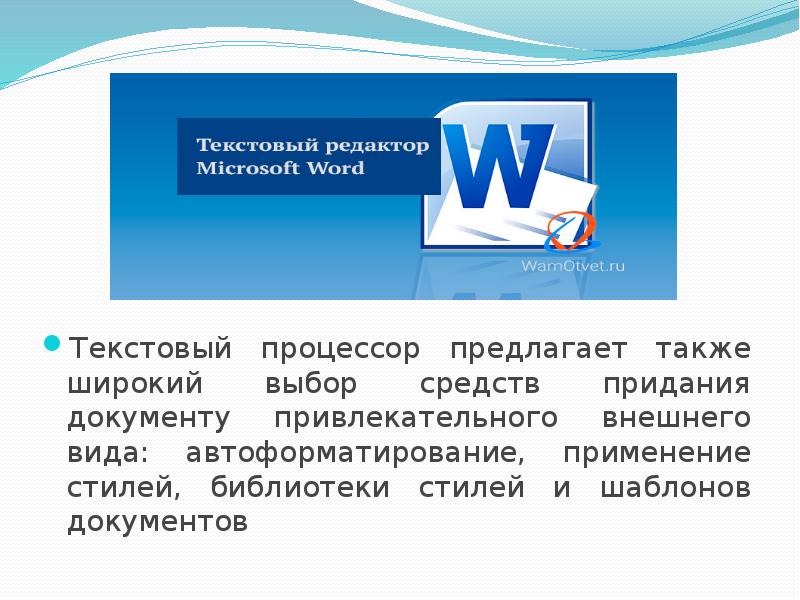 Проект текстовый процессор word