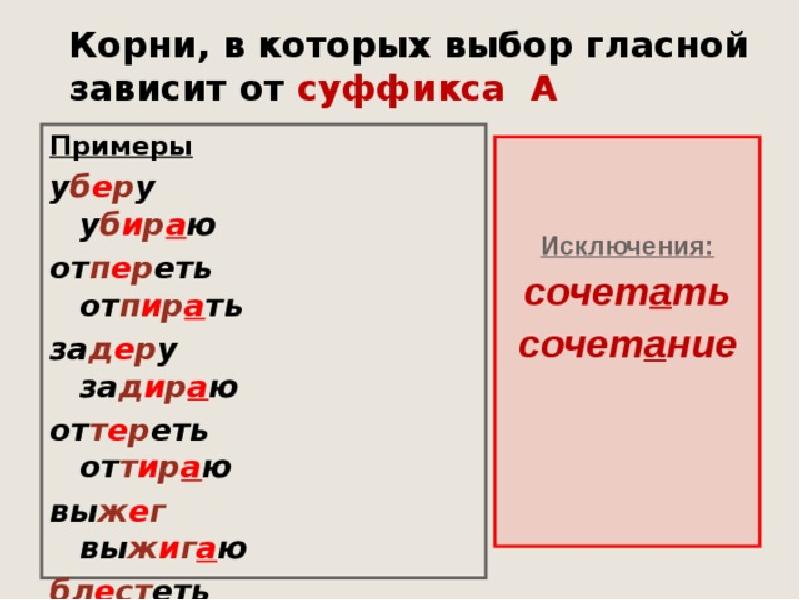 Выбор гласной. Зависит от суффикса а. Выбор гласной зависит от суффикса а. Корни зависящие от суффикса а. Гласная зависит от суффикса а.