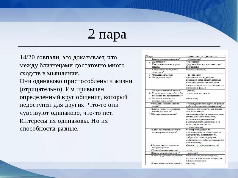 Проект на тему близнецы похожи или нет