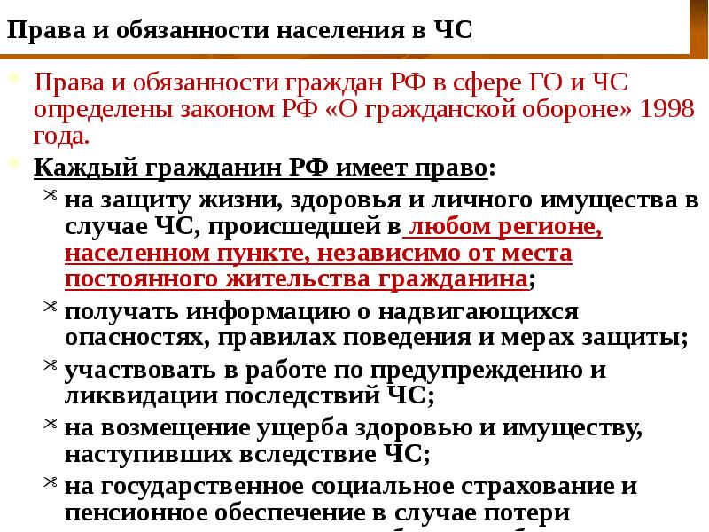 Права и обязанности граждан в области гражданской обороны презентация