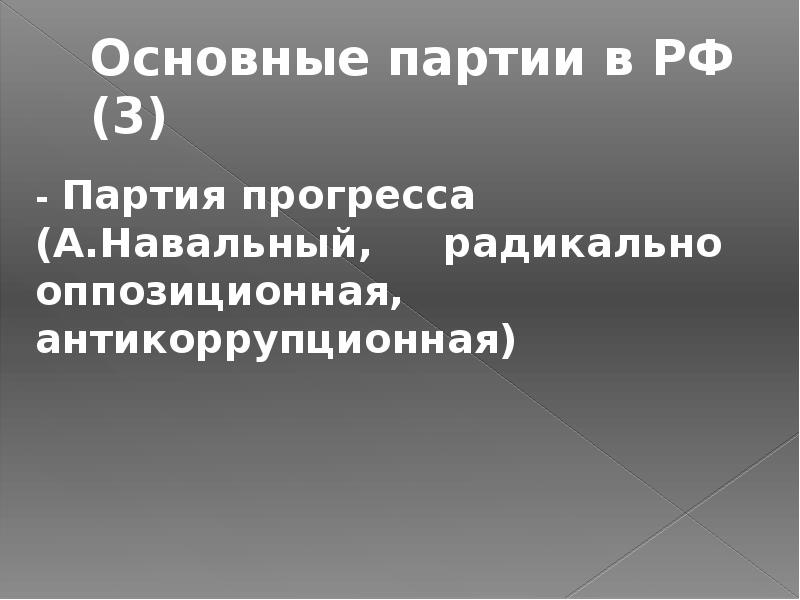 Основные партии в РФ (3) - Партия прогресса (А.Навальный,  