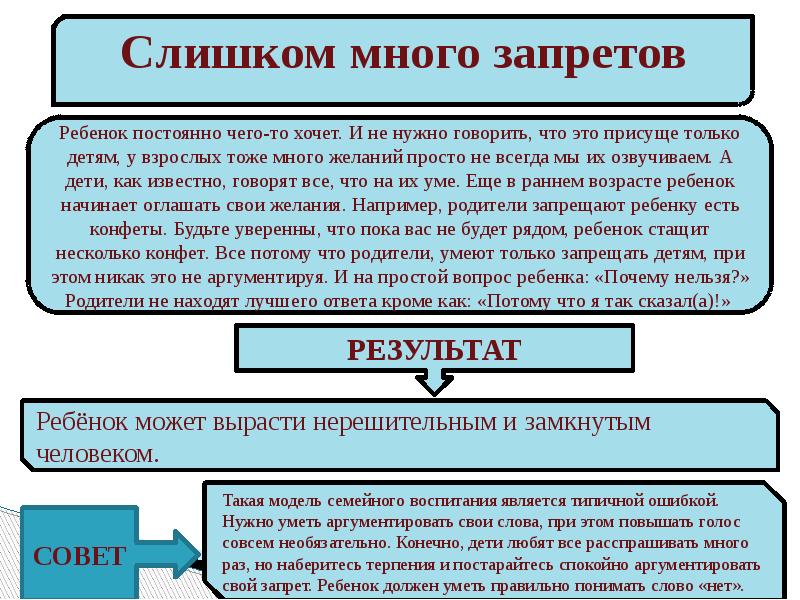 Типичные ошибки родителей в воспитании детей Cлайд №7