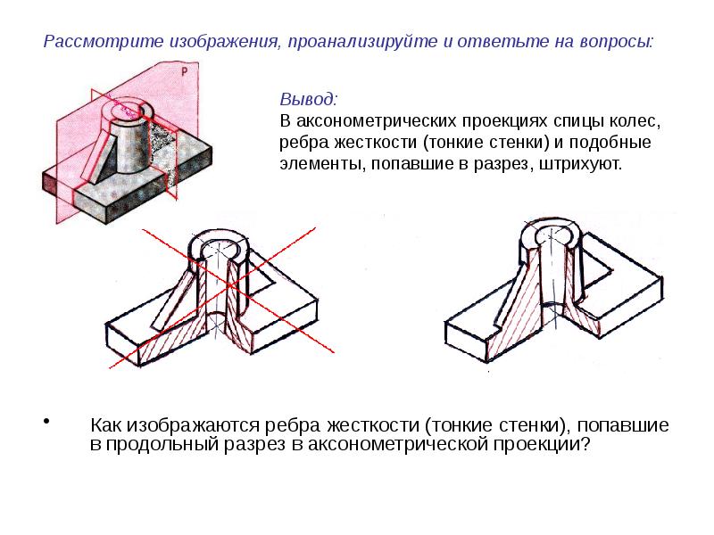 Разрез ребер на чертеже