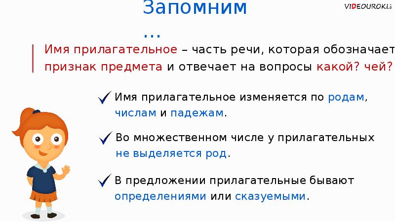 Схема имя прилагательное как часть речи