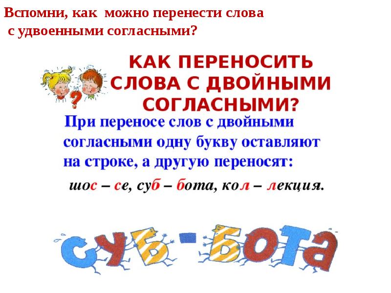 Перенос слов с удвоенными согласными 1 класс школа россии презентация