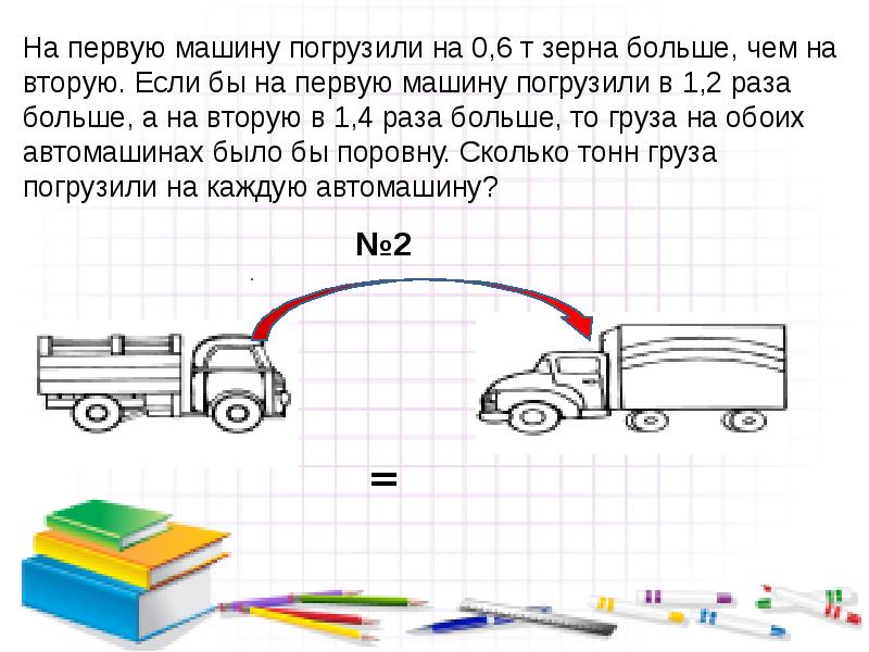 Две машины одинаковой грузоподъемности вывозят грунт за смену одна машина сделала 15 рейсов схема