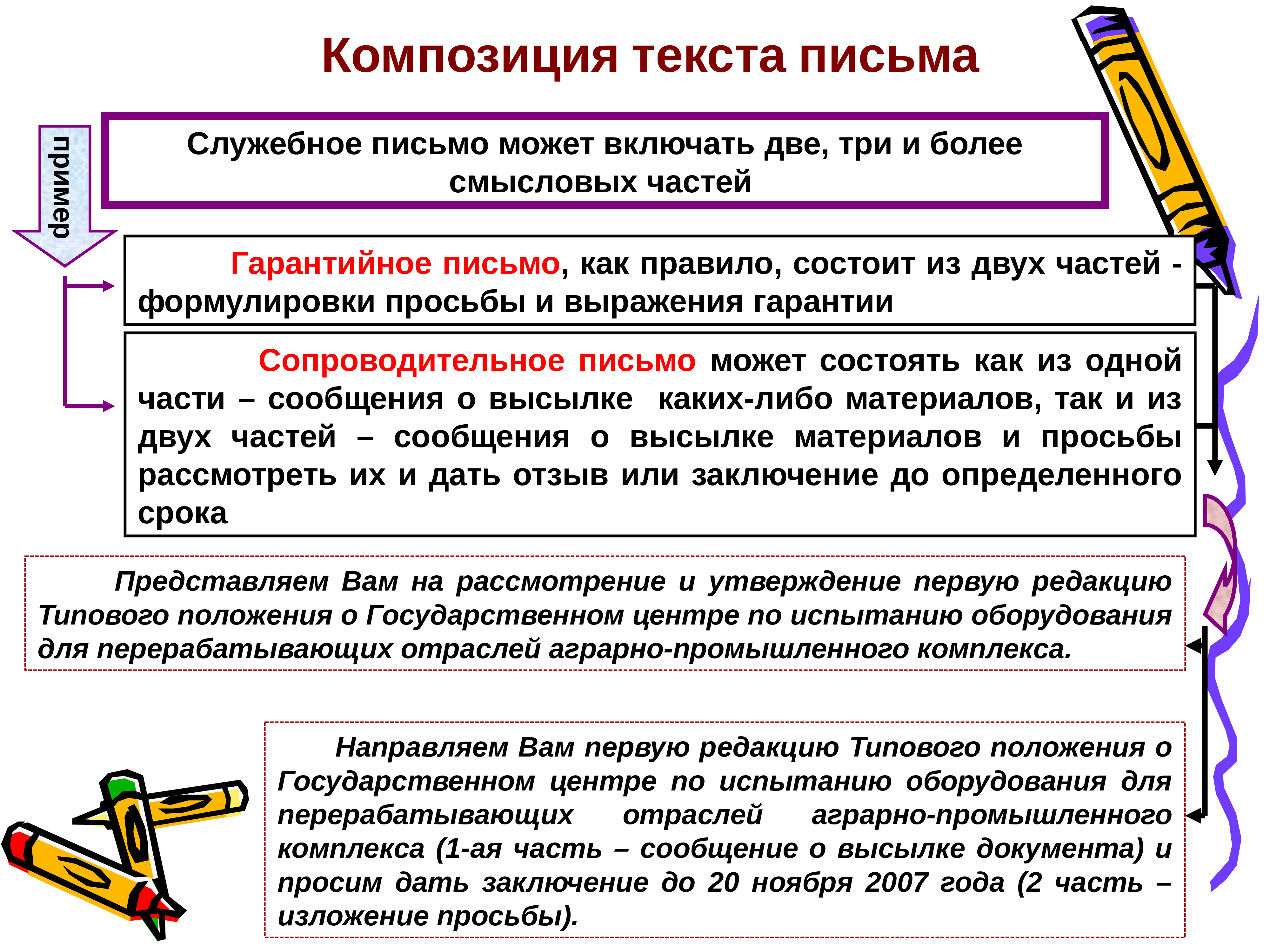 Композиция письма схема