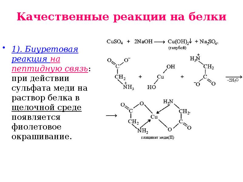 Схема образования биурета из яичного белка