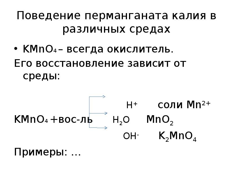 Химические свойства перманганатов