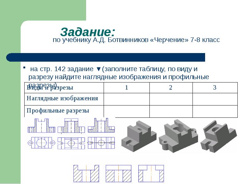 Виды разрезов в черчении презентация