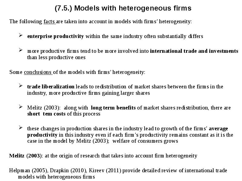 International trade Theory.