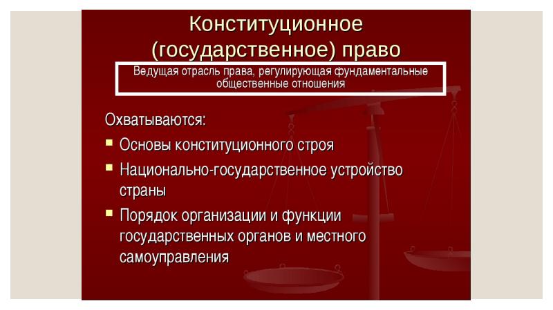 Конституционное право как ведущая отрасль российского права план