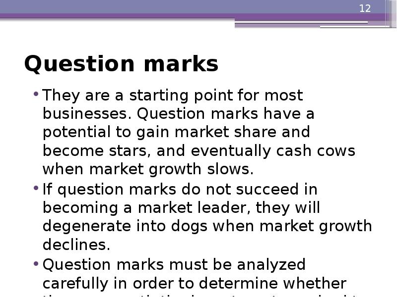 Question marks
They are a starting point for most businesses. Question marks
They are a starting point for most businesses.