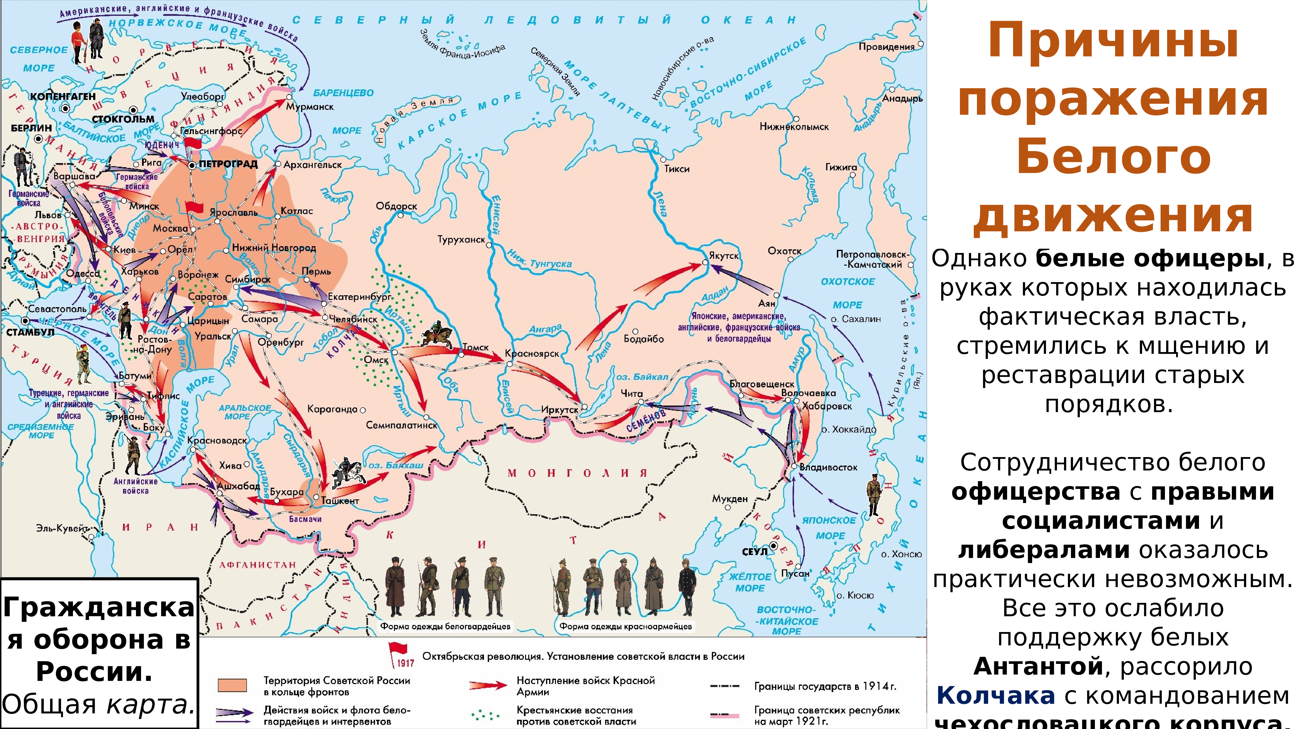 Белая армия фронты. Карта гражданской войны в России 1917-1922. Карта гражданской войны в России 1921.