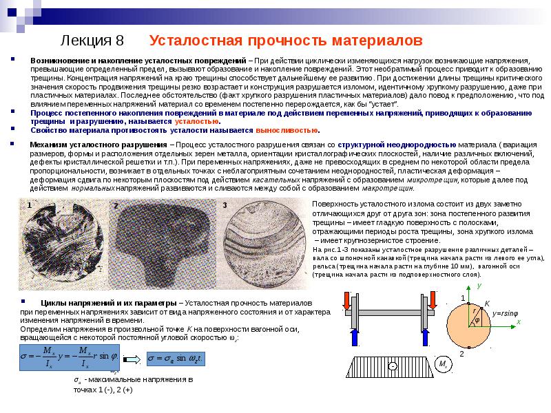 Лекция 8 Усталостная прочность материалов
Возникновение и накопление усталостных Лекция 8 Усталостная прочность материалов
Возникновение и накопление усталостных