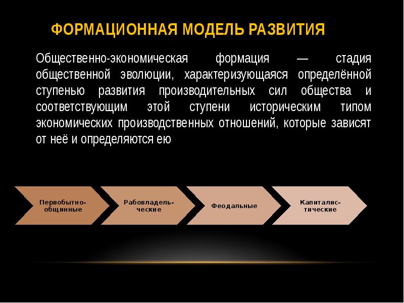 Развитие общества в целом. Модели общественного развития. Концепции общественного развития. Формационная концепция развития.