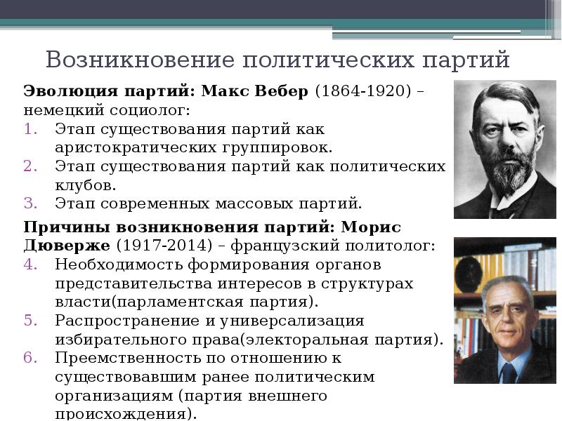 Наличие партия. Макс Вебер этапы формирования политической партии. Возникновение политических партий. Этапы возникновения политических партий. История становления политических партий.