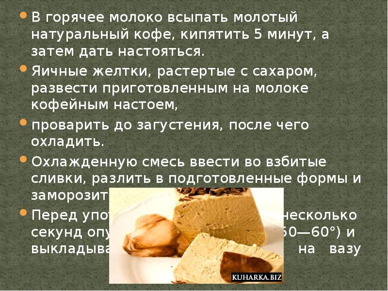 Технологическая карта парфе кофейное