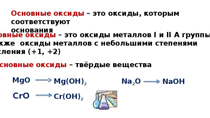 Химические свойства оксидов задания. Сообщение о оксиде основыным.